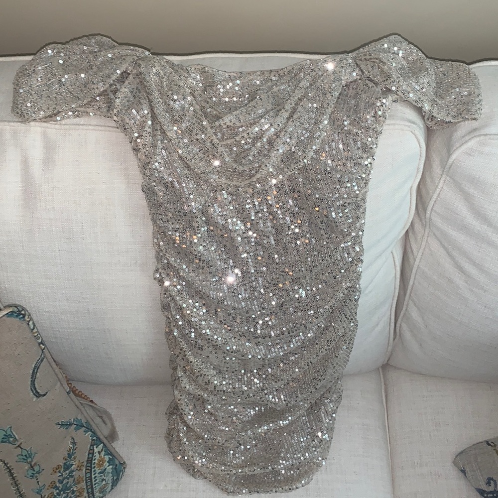 Silver sequin party club bachelorette dress